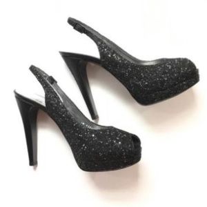Stuart Weitzman Avalon Black Glitter shoes